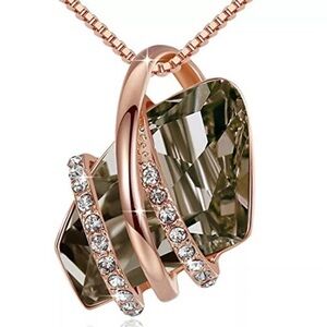 Wish Stone Pendant, 18K Rose Gold Plated/Silvertone, 18" + 2"